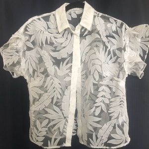 White Floral Collard Blouse